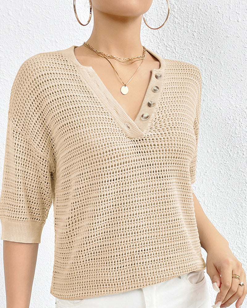 Casual top met V-hals