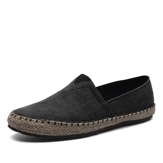 Karin | Moccasins stijl espadrilles in contrasterende canvas stof