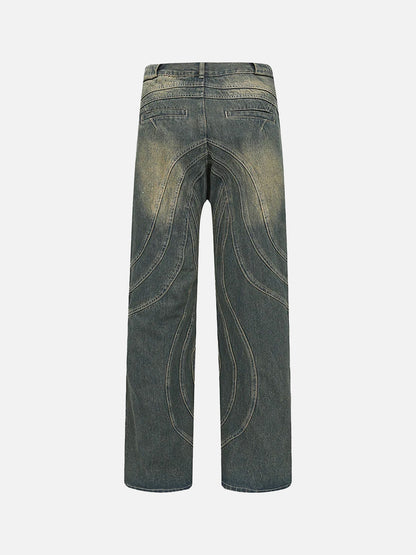 Amerigo | Heren vintage baggy straatjeans met golvende lijnen