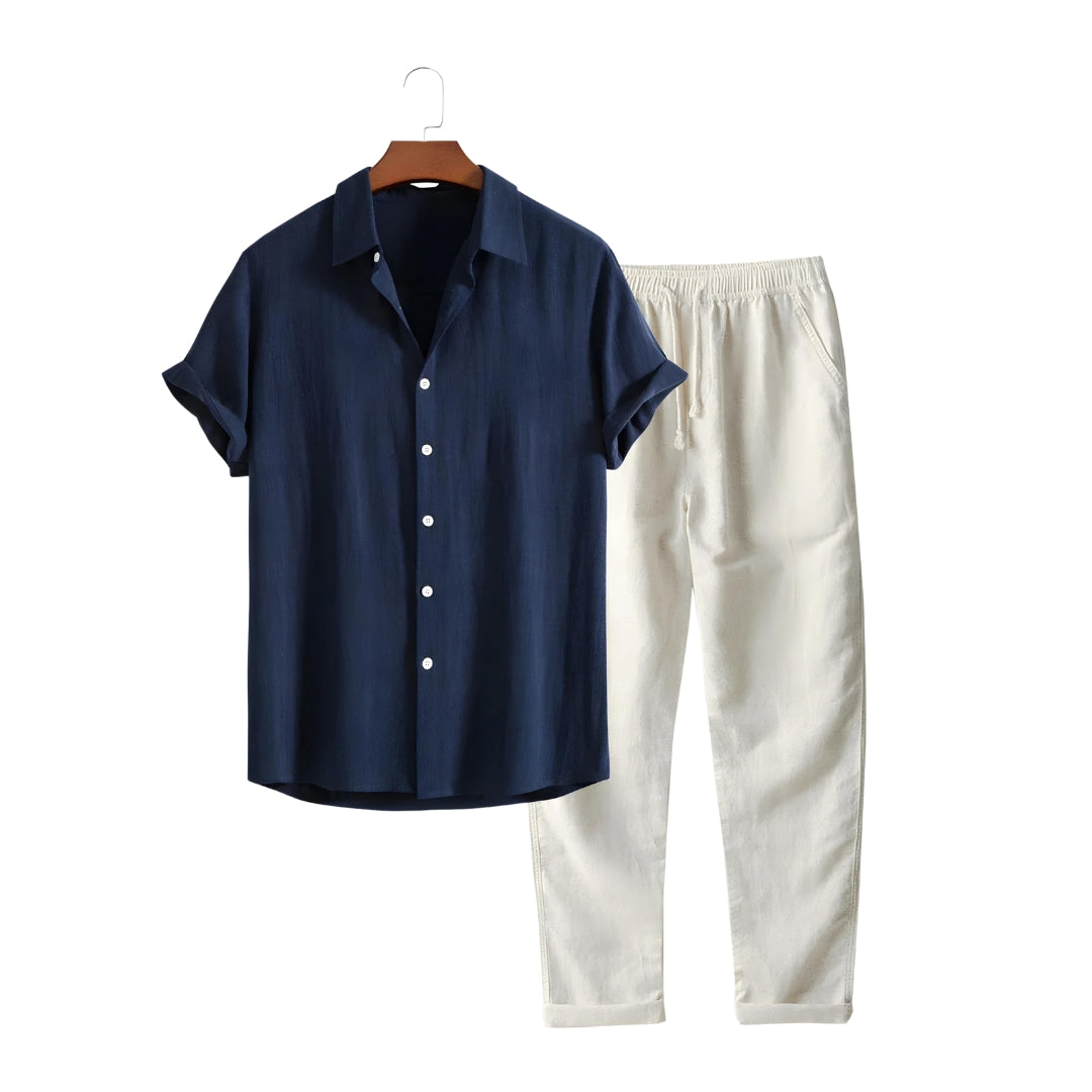 Philip | Linnen set met polo en broek