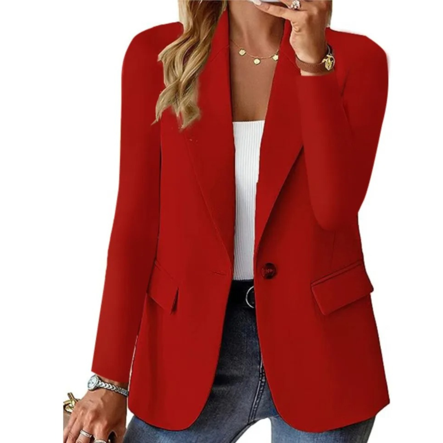 Lange mouw dames blazer, perfect voor een casual look. Gemaakt van hoogwaardige materialen voor duurzaamheid en voorzien van een stijlvol ontwerp dat bij elke gelegenheid past.