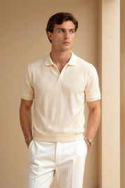 Stijlvolle Heren Polo T-shirt van Wol met Structuur