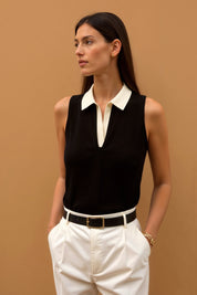 Gebreide Polo Tanktop met Contrasterende Rand - Jasper