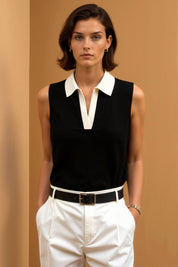 Gebreide Polo Tanktop met Contrasterende Rand - Jasper