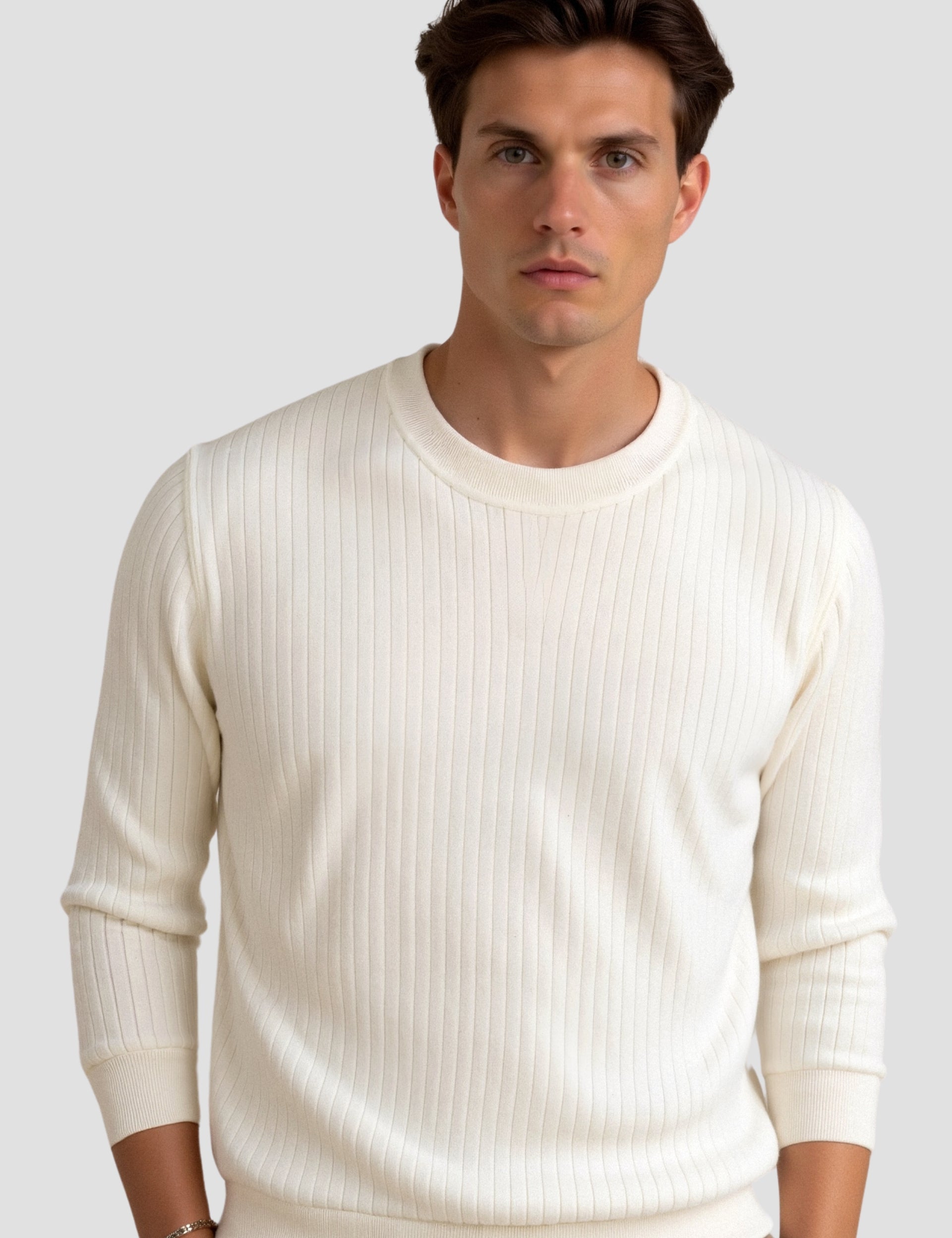Stijlvolle Ribbels Gebreide Heren Longsleeve Trui - Liam