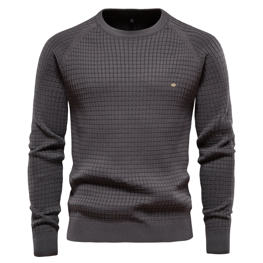 Heren trui, gemaakt van hoogwaardig katoen met een trendy O-hals voor ultiem comfort en moeiteloze stijl. Perfect voor een tijdloze, casual look met een vleugje elegantie.