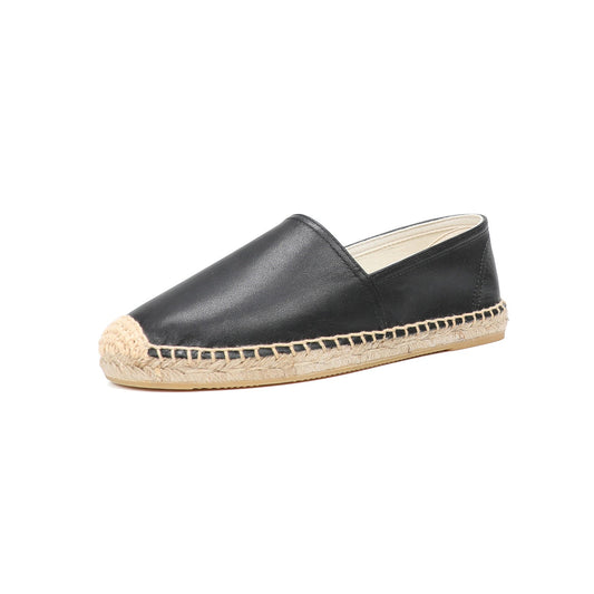 Esmee | Platte leren espadrilles in balletstijl