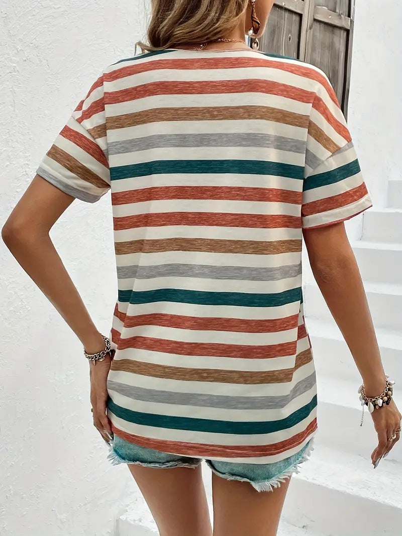 Elin | Trendy Gestreept T-shirt met Korte Mouwen