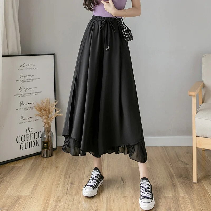 Lise | Vrouwen hoge taille chiffon rok met plooien