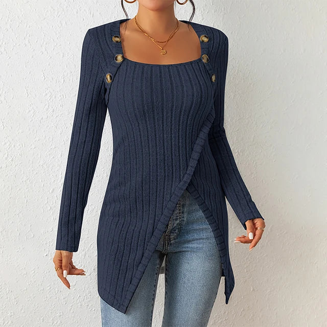 Claudia - Asymmetrische geribbelde cardigan