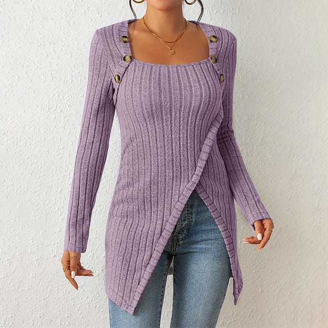 Claudia - Asymmetrische geribbelde cardigan