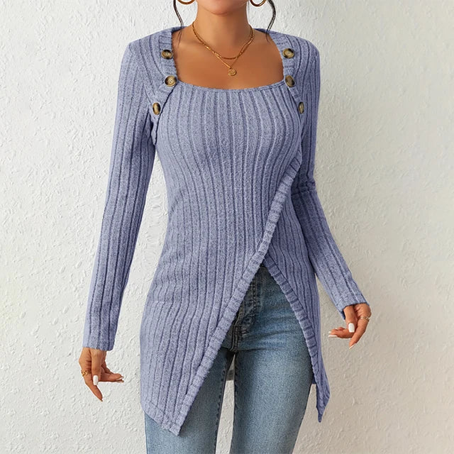 Claudia - Asymmetrische geribbelde cardigan