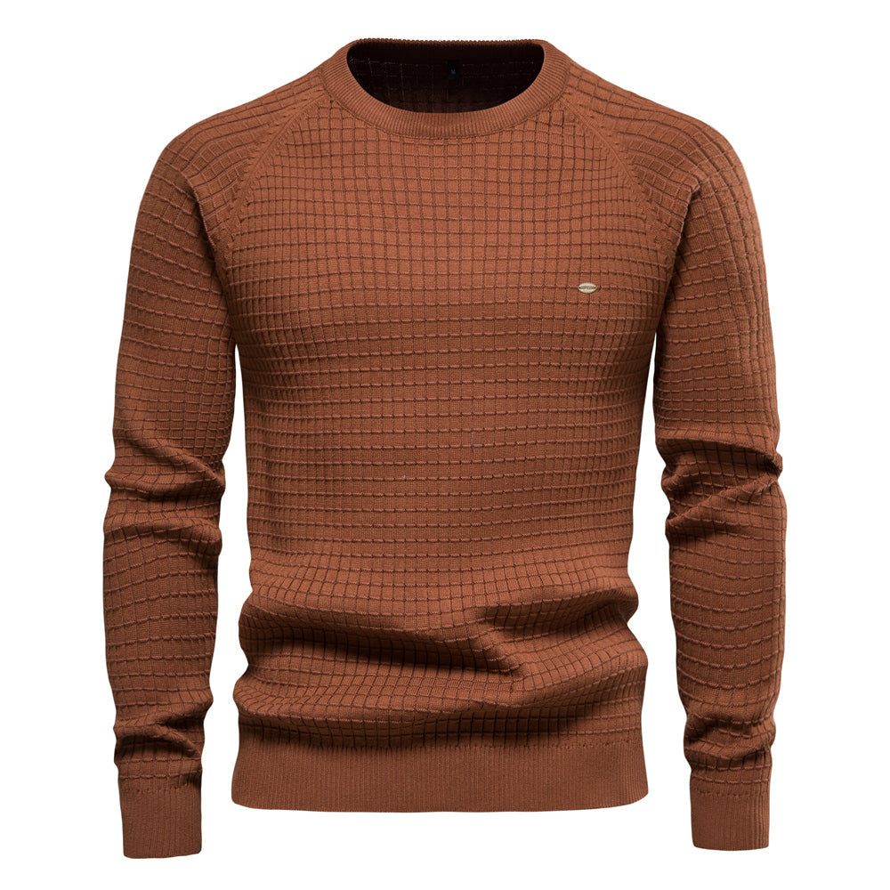 Heren trui, gemaakt van hoogwaardig katoen met een trendy O-hals voor ultiem comfort en moeiteloze stijl. Perfect voor een tijdloze, casual look met een vleugje elegantie.