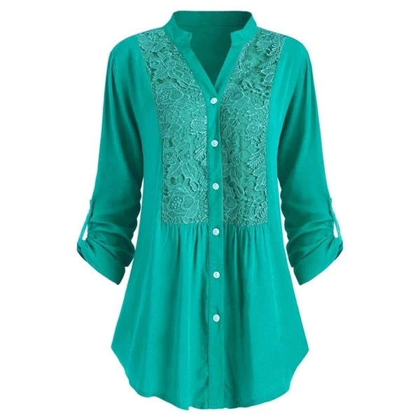 Lange blouse met trendy pofmouwen, gemaakt van comfortabele materialen met een flatterende pasvorm. Dit veelzijdige ontwerp kan zowel formeel als casual gedragen worden, en voegt een vleugje eigentijdse elegantie toe aan elke outfit.