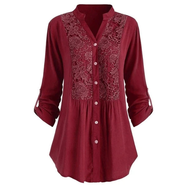 Lange blouse met trendy pofmouwen, gemaakt van comfortabele materialen met een flatterende pasvorm. Dit veelzijdige ontwerp kan zowel formeel als casual gedragen worden, en voegt een vleugje eigentijdse elegantie toe aan elke outfit.