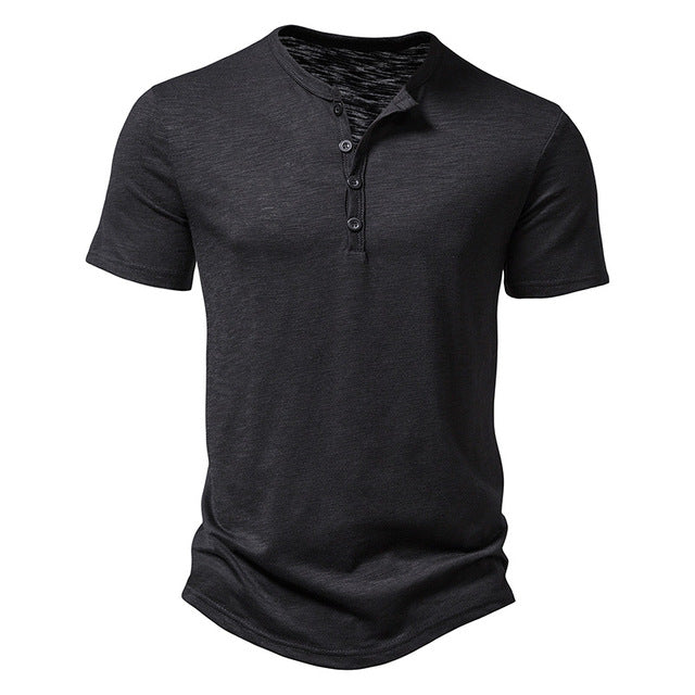 Stijlvol Heren T-shirt met Henley Kraag - Hoogwaardig Comfort en Elegantie