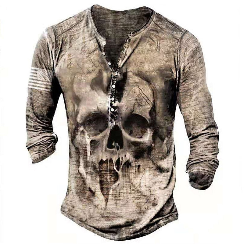 Retro Skull Lange Mouw T-shirt - Vintage Stijl en Ultiem Comfort