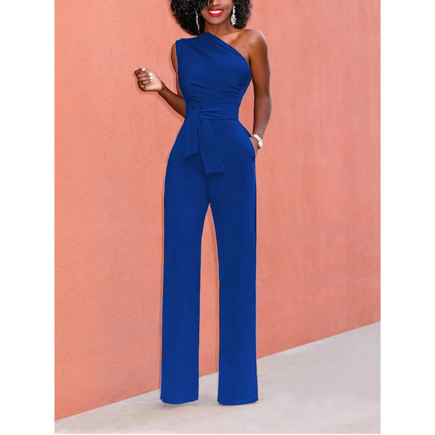 Sophie | Jumpsuit met wijde broek en korte mouwen