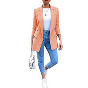 Lange damesblazer - een tijdloze toevoeging aan je garderobe. Deze blazer biedt veelzijdigheid, comfortabel materiaal, een stijlvol ontwerp en een perfecte pasvorm voor een moeiteloze en elegante uitstraling.