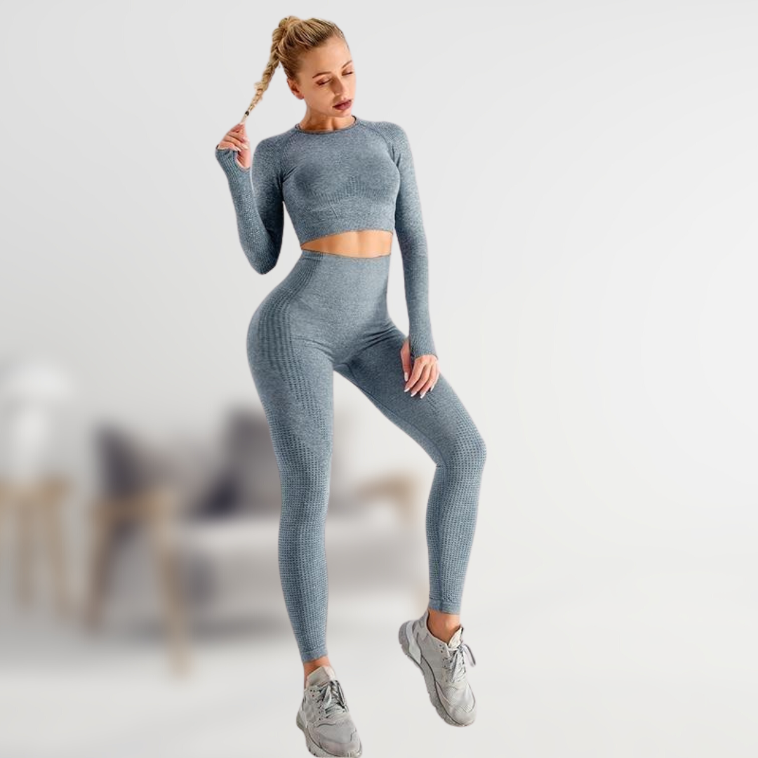 5-delige Sport Set | Dames tops en sportleggings met hoge taille