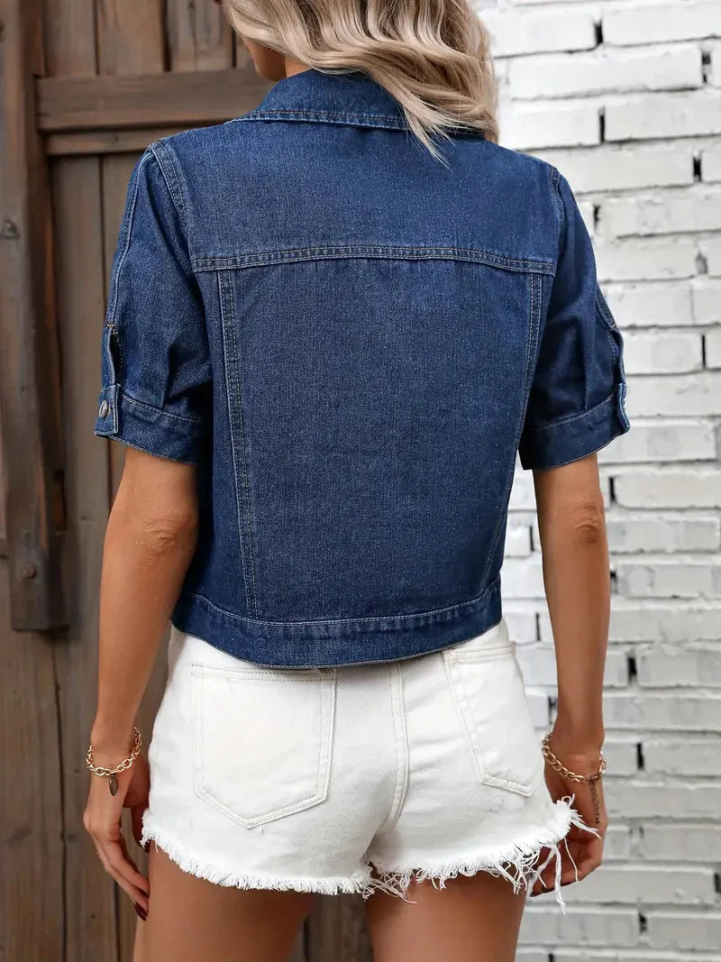 Sabrine Denim jack | Denim overhemd met korte mouwen voor dames