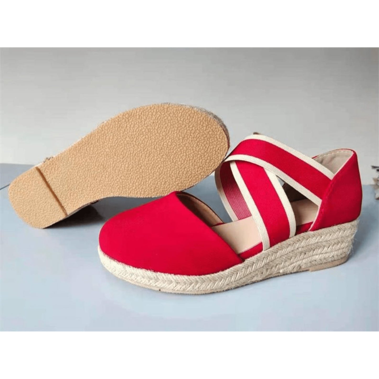 Mila | Espadrilles met kruisband & sleehak van touw