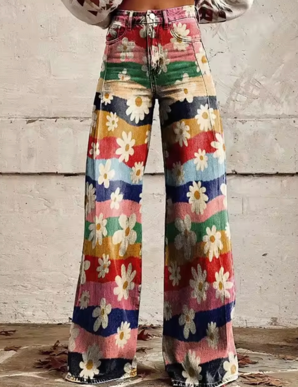 Sophie | Stijlvolle Wijde Broek met Kleurrijke Print