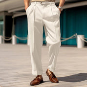 Boss | Zakelijke hoge taille broek in de kleur Wit voor heren in Formal stijl geschikt voor alle seizoenen.