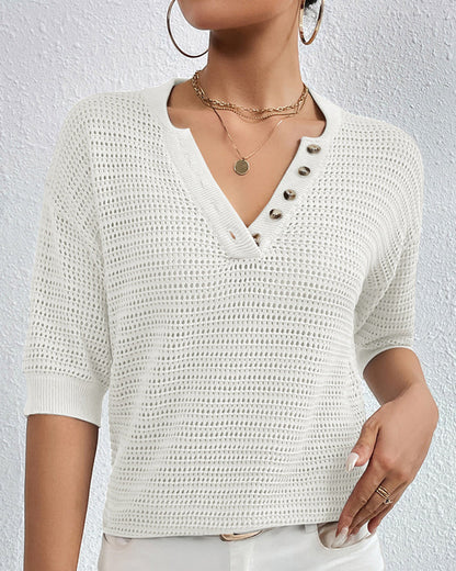 Casual top met V-hals