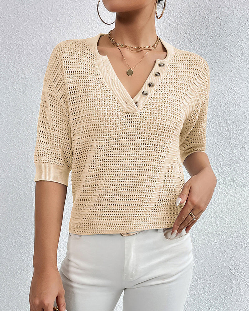 Casual top met V-hals