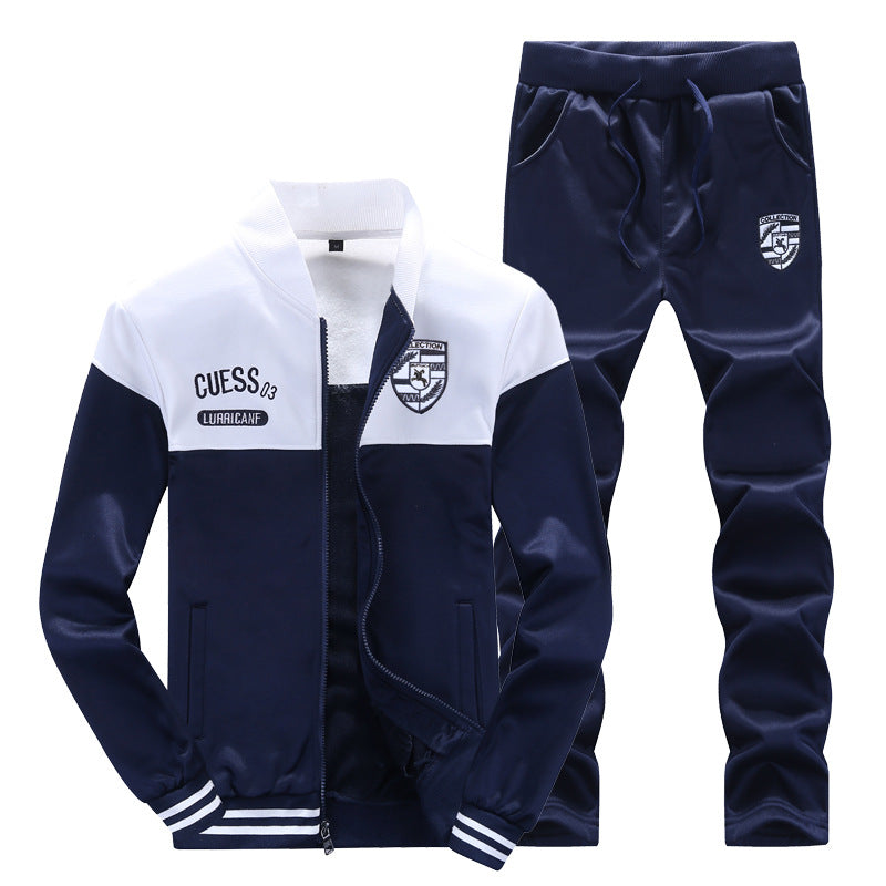 Stijlvol Heren Trainingspak - Wit en Blauw