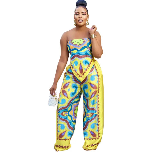 Emma | Hemd en rechte broek set in de kleur Geel voor dames in Smart-casual stijl ideaal voor de zomer.