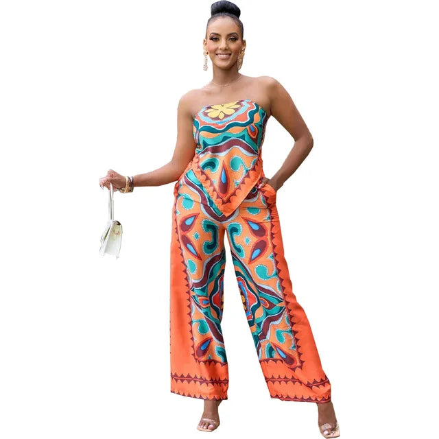 Emma | Hemd en rechte broek set in de kleur Oranje voor dames in Smart-casual stijl ideaal voor de zomer.