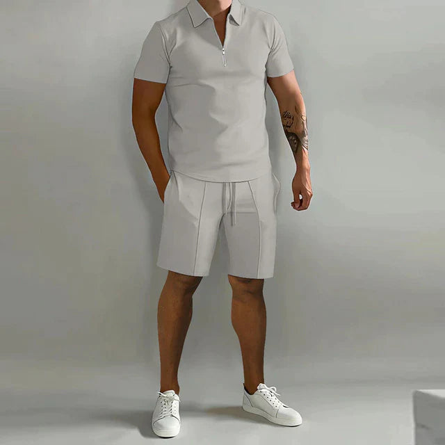 Giel | Luxe polo en short zomerset voor heren in de kleur Grijs voor heren in stijl ideaal voor de zomer.