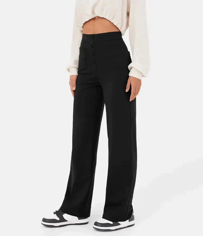 Luus | Stijlvolle high-waisted elastische casual broek