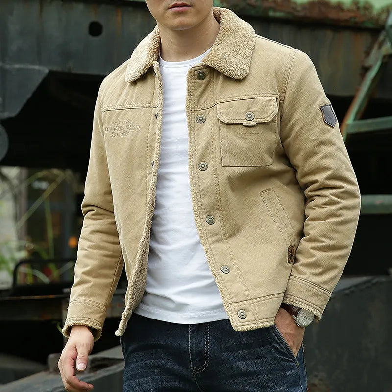 Jacket met kraag (3 Designs) in de kleur Khaki voor heren in stijl ideaal voor de winter