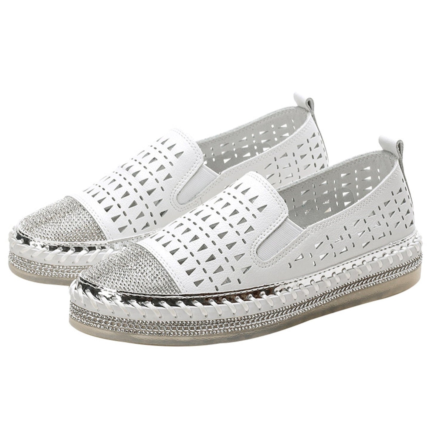 Elke | Espadrilles met kristallen en platte zool