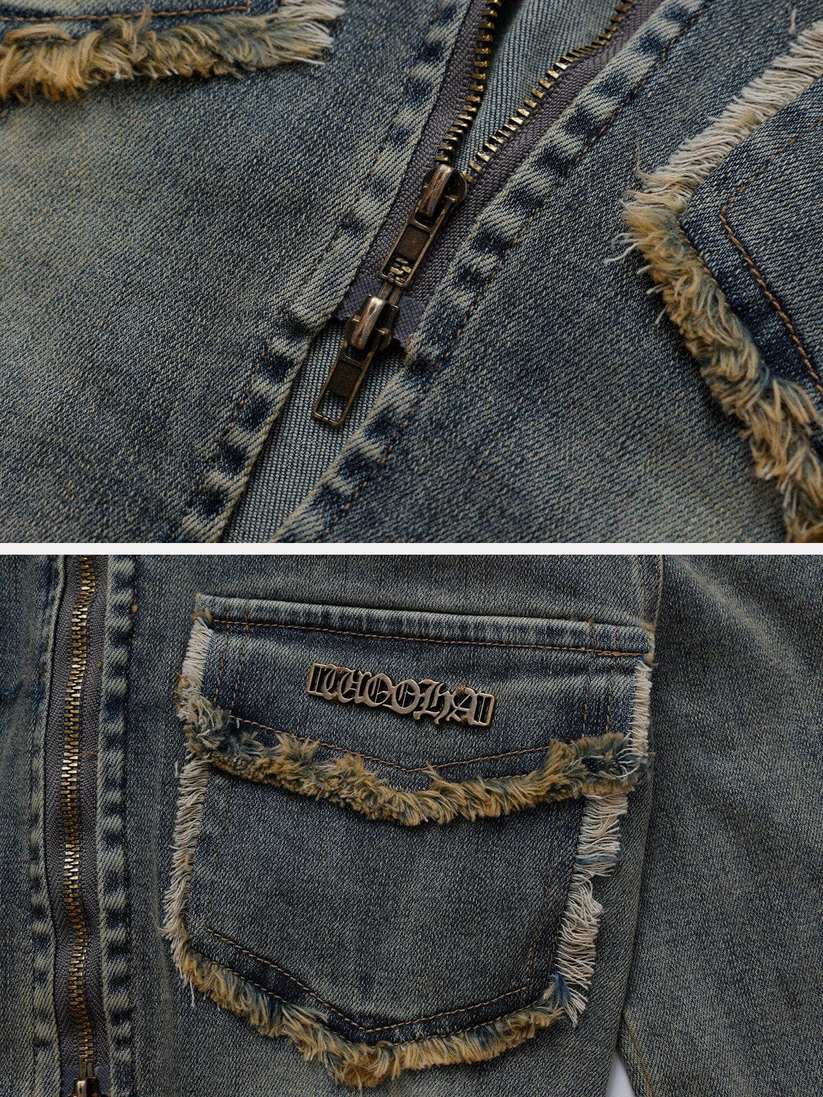 Aart - Vintage denim jas in gewassen blauw