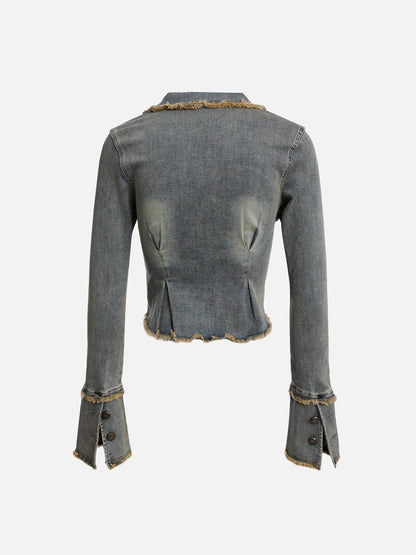 Aart - Vintage denim jas in gewassen blauw