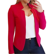 Lotte | Kleine dames blazer in solide kleur in de kleur Rood voor dames in Formal stijl ideaal voor de herfst.
