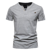 Quentin | Essentieel Zomer V-hals T-shirt in de kleur Grijs voor heren in stijl ideaal voor de zomer.
