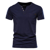 Quentin | Essentieel Zomer V-hals T-shirt in de kleur Marineblauw voor heren in stijl ideaal voor de zomer.