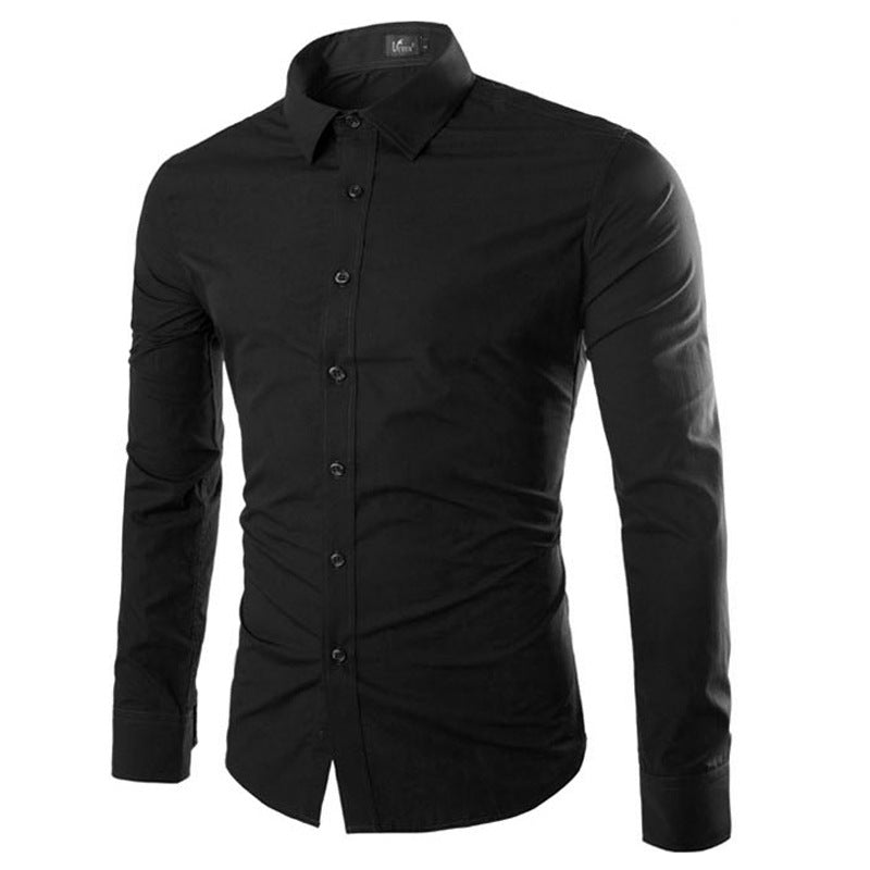 Effen Zwart Slim Fit Heren Overhemd - Stijlvol en Comfortabel