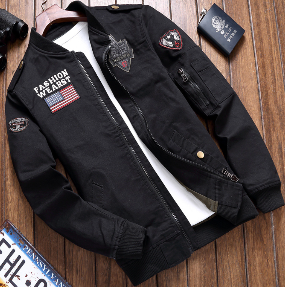 Xavier | Moderne herenjas met patches in de kleur Zwart voor heren in stijl geschikt voor alle seizoenen.