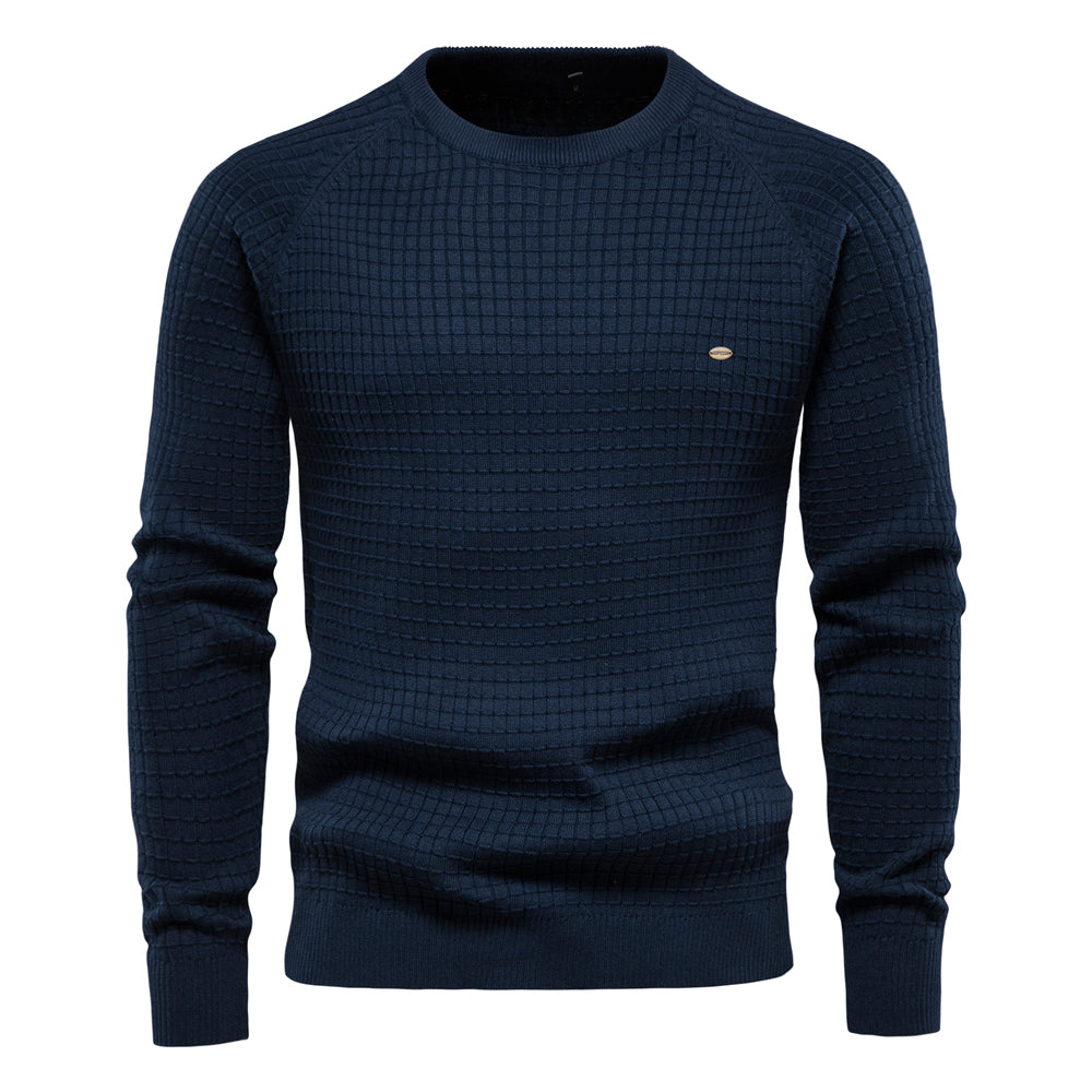 Heren trui, gemaakt van hoogwaardig katoen met een trendy O-hals voor ultiem comfort en moeiteloze stijl. Perfect voor een tijdloze, casual look met een vleugje elegantie.