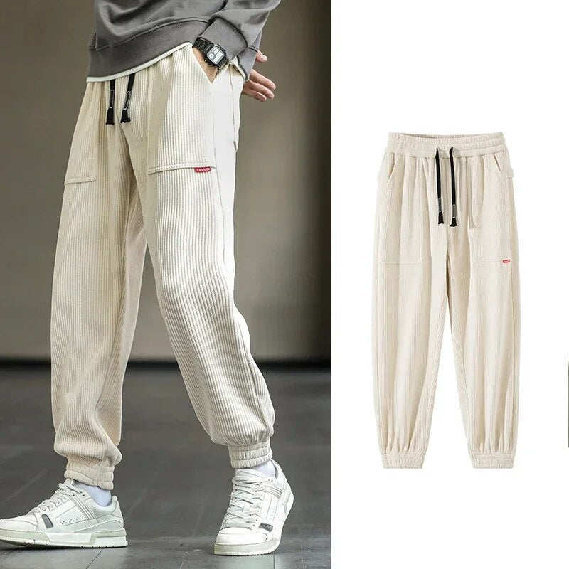 Darrell - Trendy ribfluwelen joggers