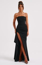 Stijlvolle Off-Shoulder Maxi Jurk met Hoge Split - Ayla