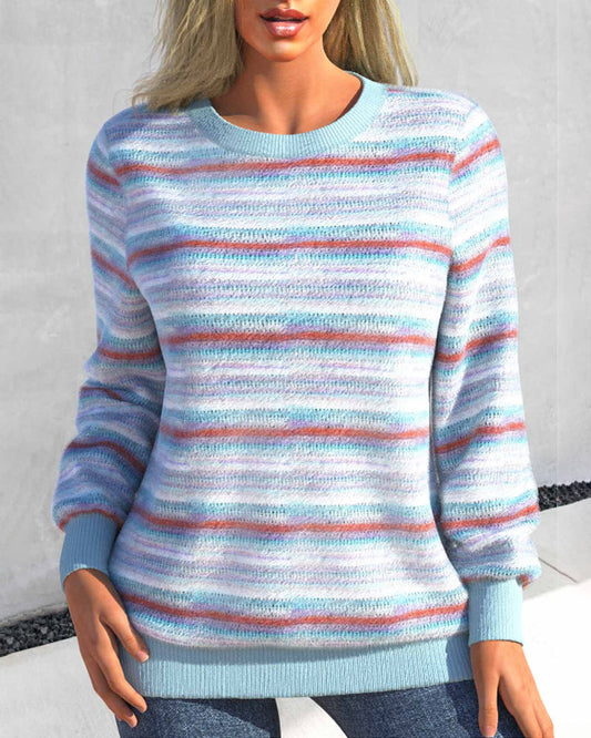 Casual gestreept sweatshirt met ronde hals