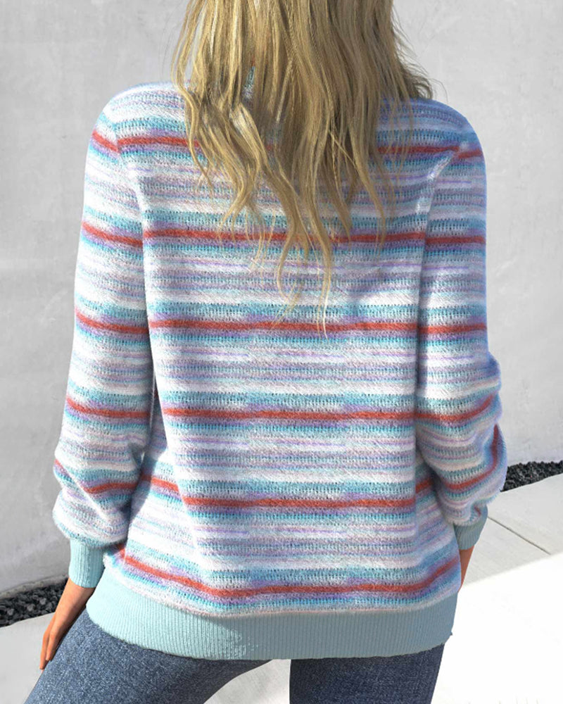 Casual gestreept sweatshirt met ronde hals