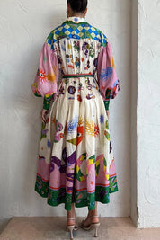 Anna | Bedrukte Maxi Retrojurk met print